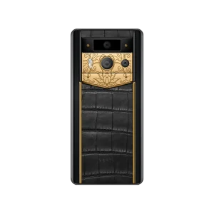 گوشی موبایل متاورتو نسل ۲ مدل LUXURY CUSTOM-MADE GOLDEN LOTUS WHISPER WITH ALLIGATOR SKIN BLACK